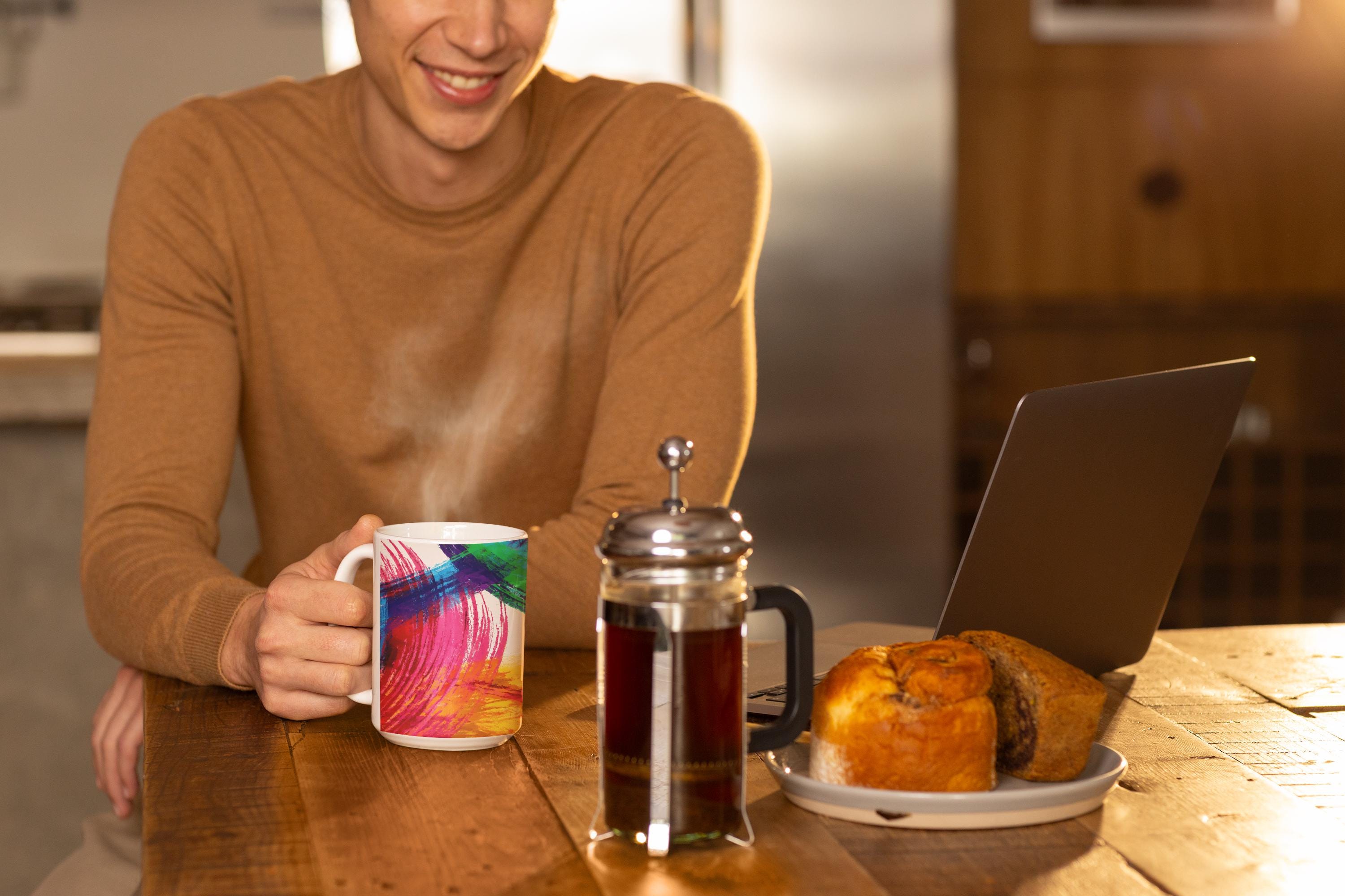Colorful Brushstroke Abstract Mug | Rainbow Painted Ceramic