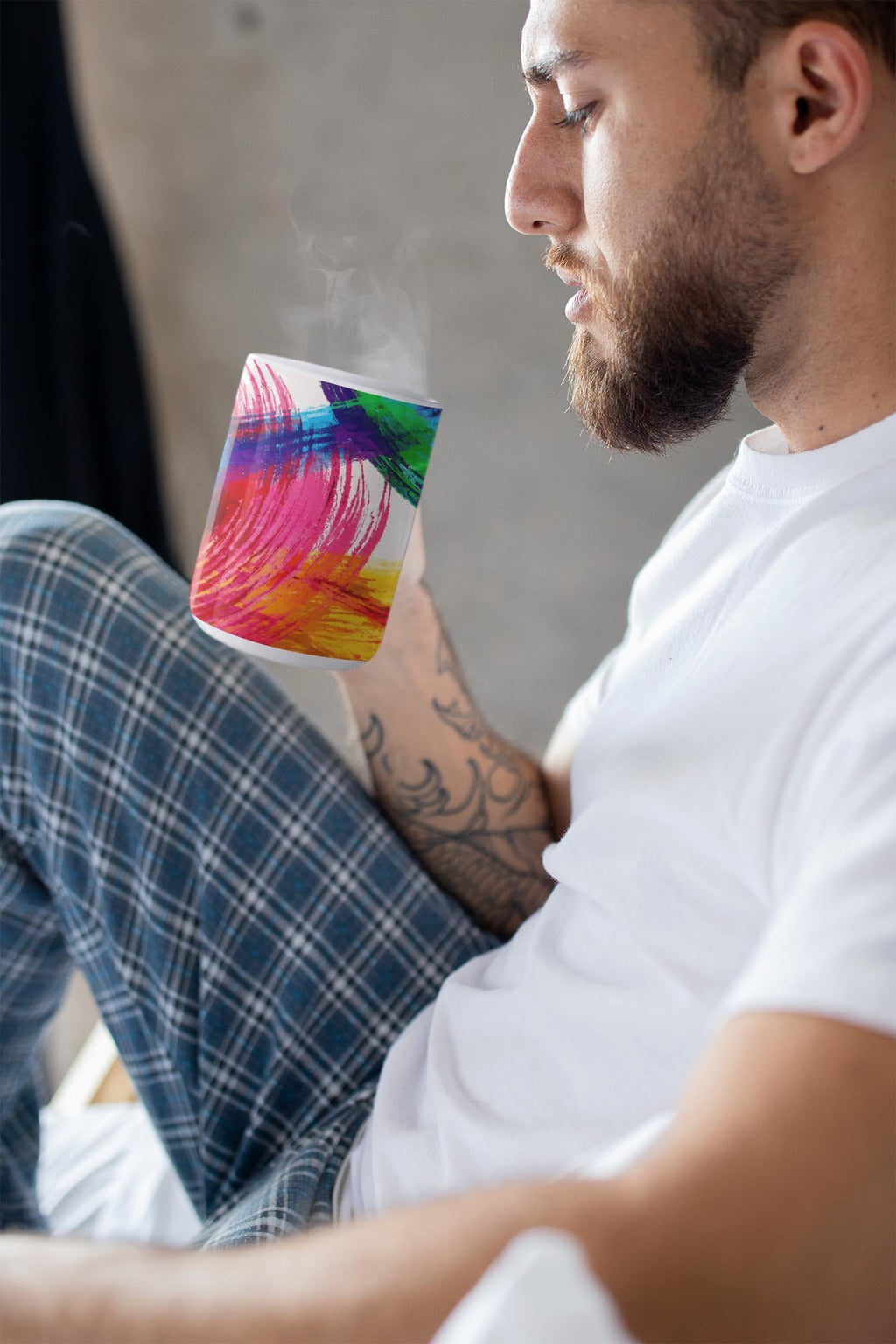 Colorful Brushstroke Abstract Mug | Rainbow Painted Ceramic