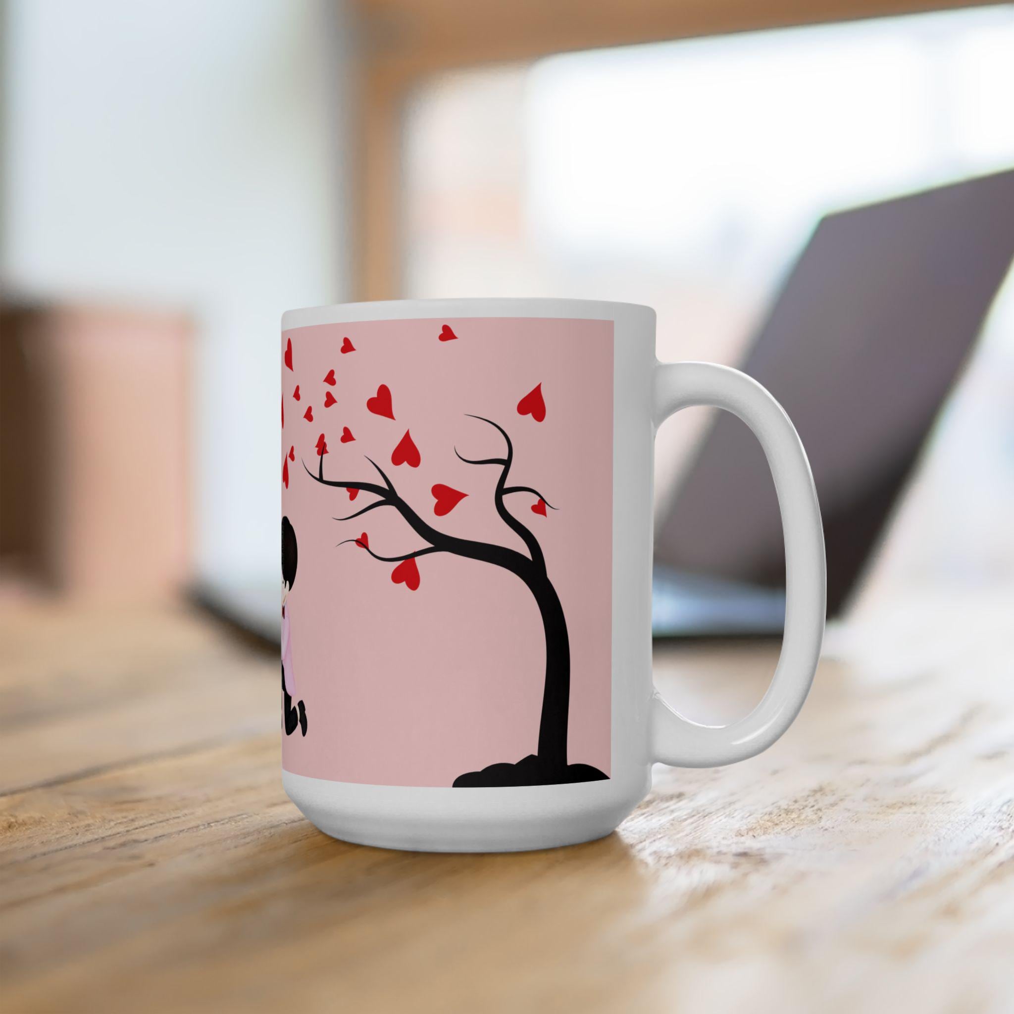 Romantic Proposal Scene Ceramic Mug | Valentine Hearts Coffee Cup
