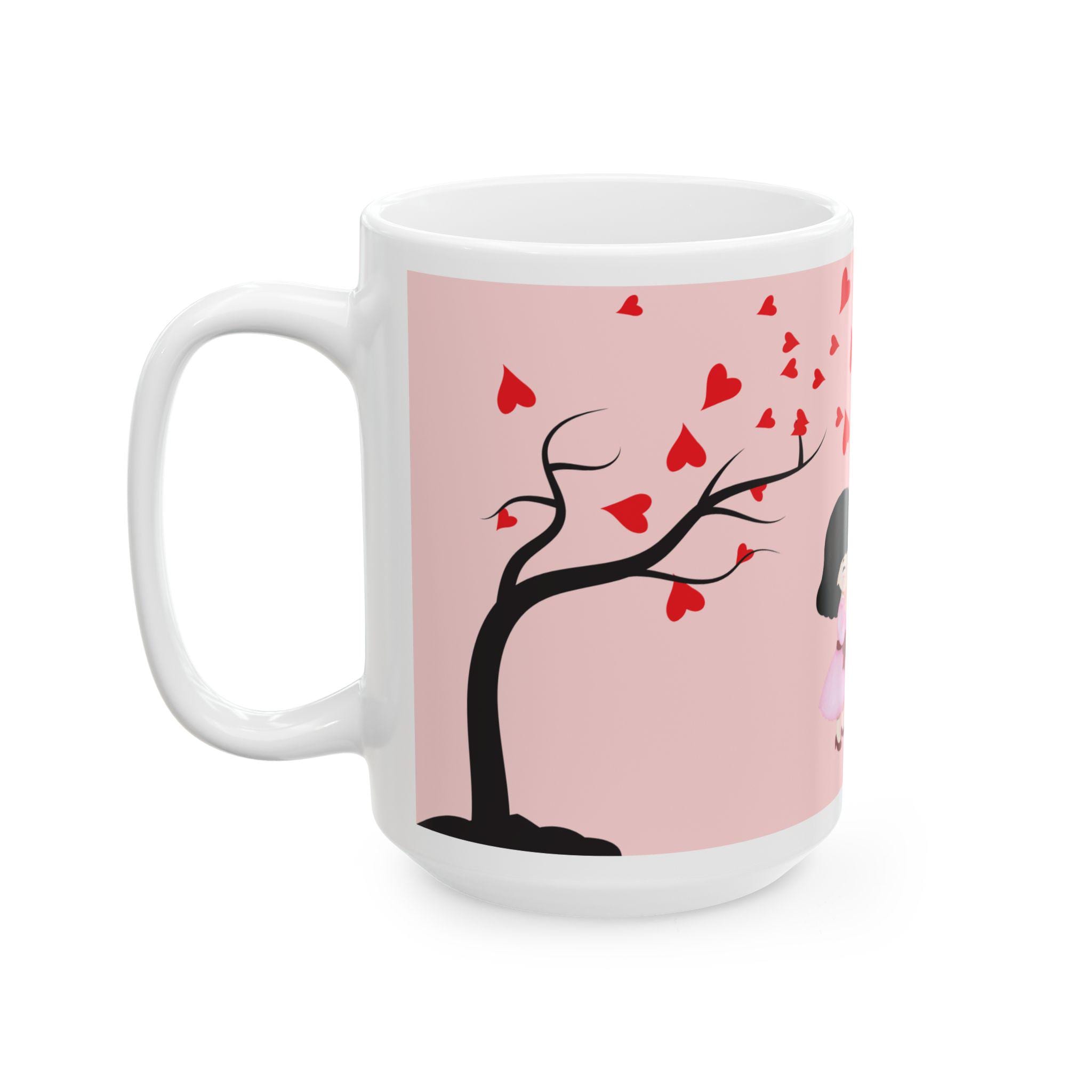 Romantic Proposal Scene Ceramic Mug | Valentine Hearts Coffee Cup