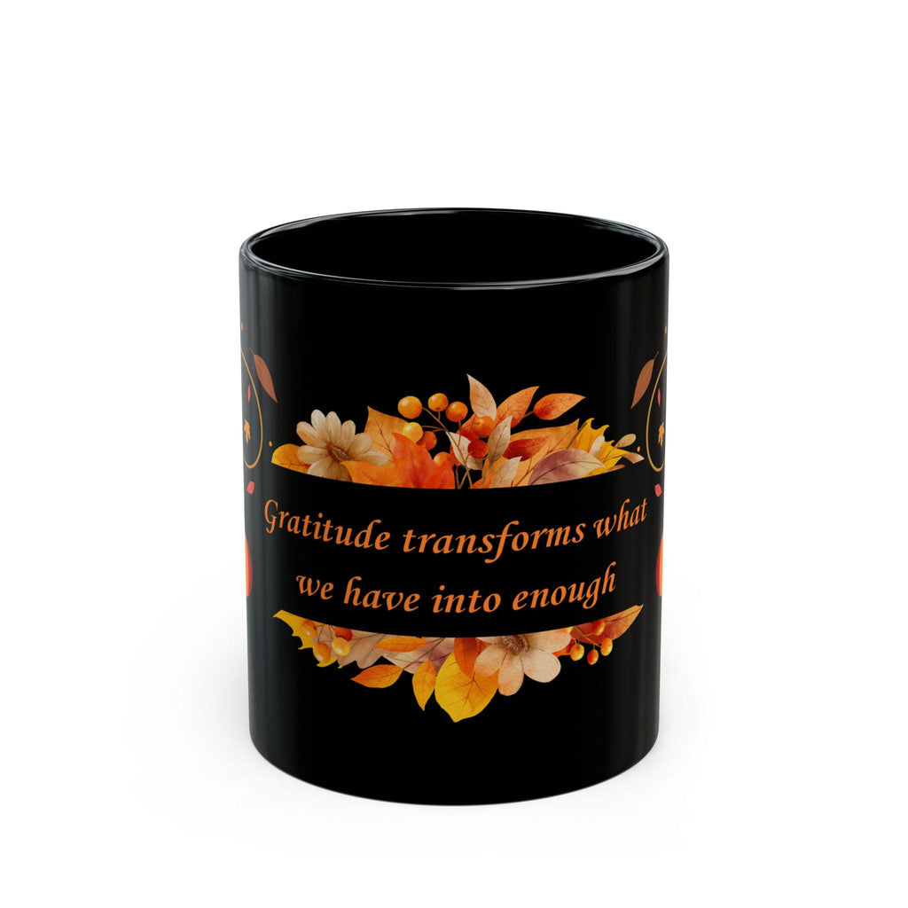 Black Thanksgiving Autumn Turkey Mug, Fall Turkey Coffee Cup, Autumn Leaf Ceramic Mug