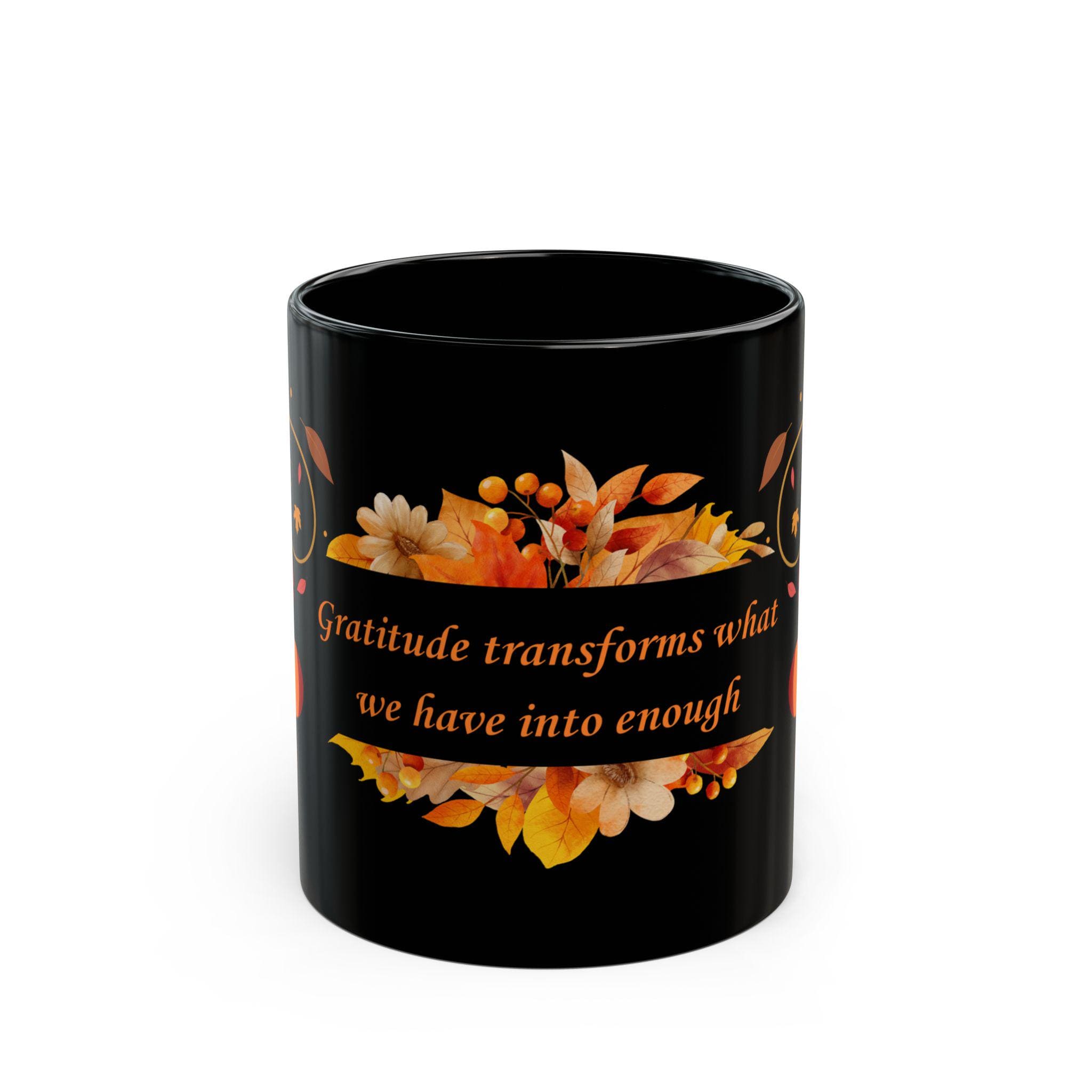 Black Thanksgiving Autumn Turkey Mug, Fall Turkey Coffee Cup, Autumn Leaf Ceramic Mug