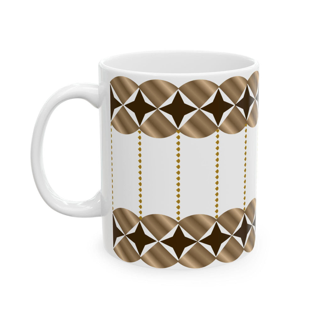 Geometric Gold Bronze Ceramic Mug | Modern Desk Decor, Coffee Cup (11oz/15oz)