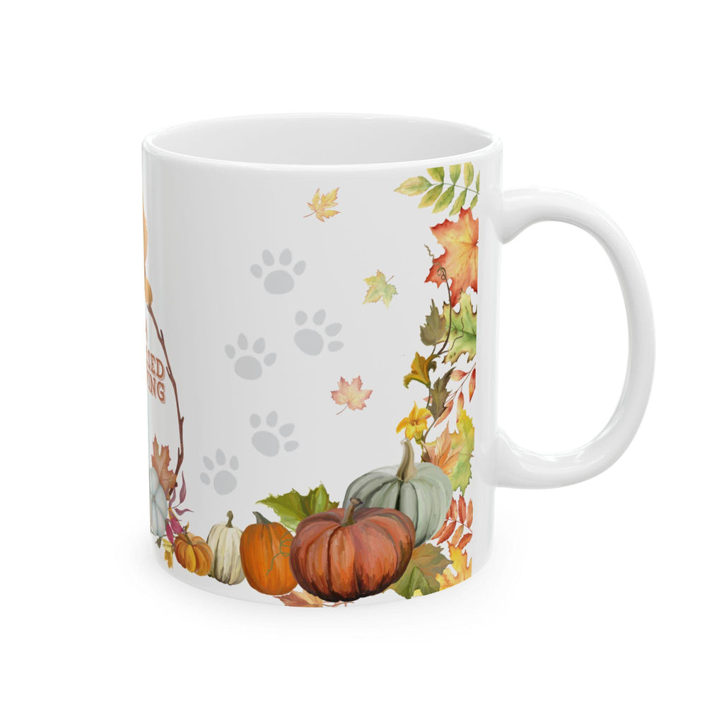 Thanksgiving Day Mug | Golden Retriever, Pumpkins, Fall Leaves. L