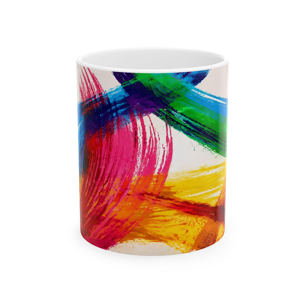 Colorful Brushstroke Abstract Mug | Rainbow Painted Ceramic