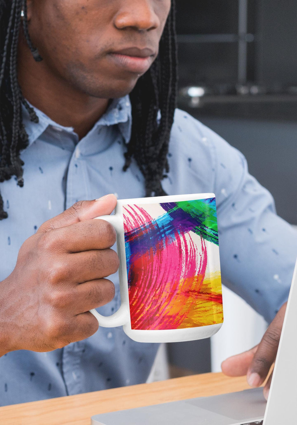 Colorful Brushstroke Abstract Mug | Rainbow Painted Ceramic