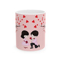 Romantic Proposal Scene Ceramic Mug | Valentine Hearts Coffee Cup