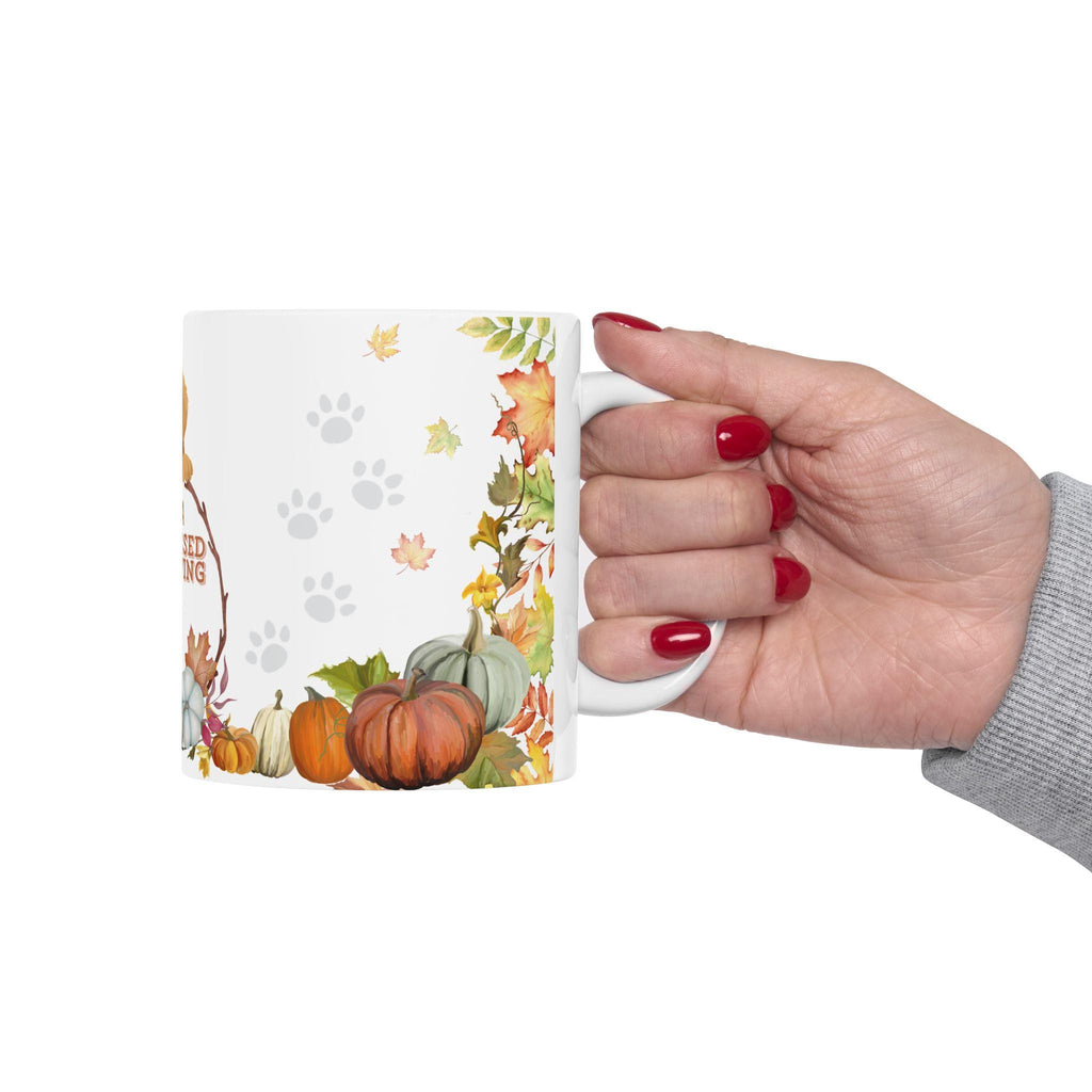 Thanksgiving Day Mug | Golden Retriever, Pumpkins, Fall Leaves. L
