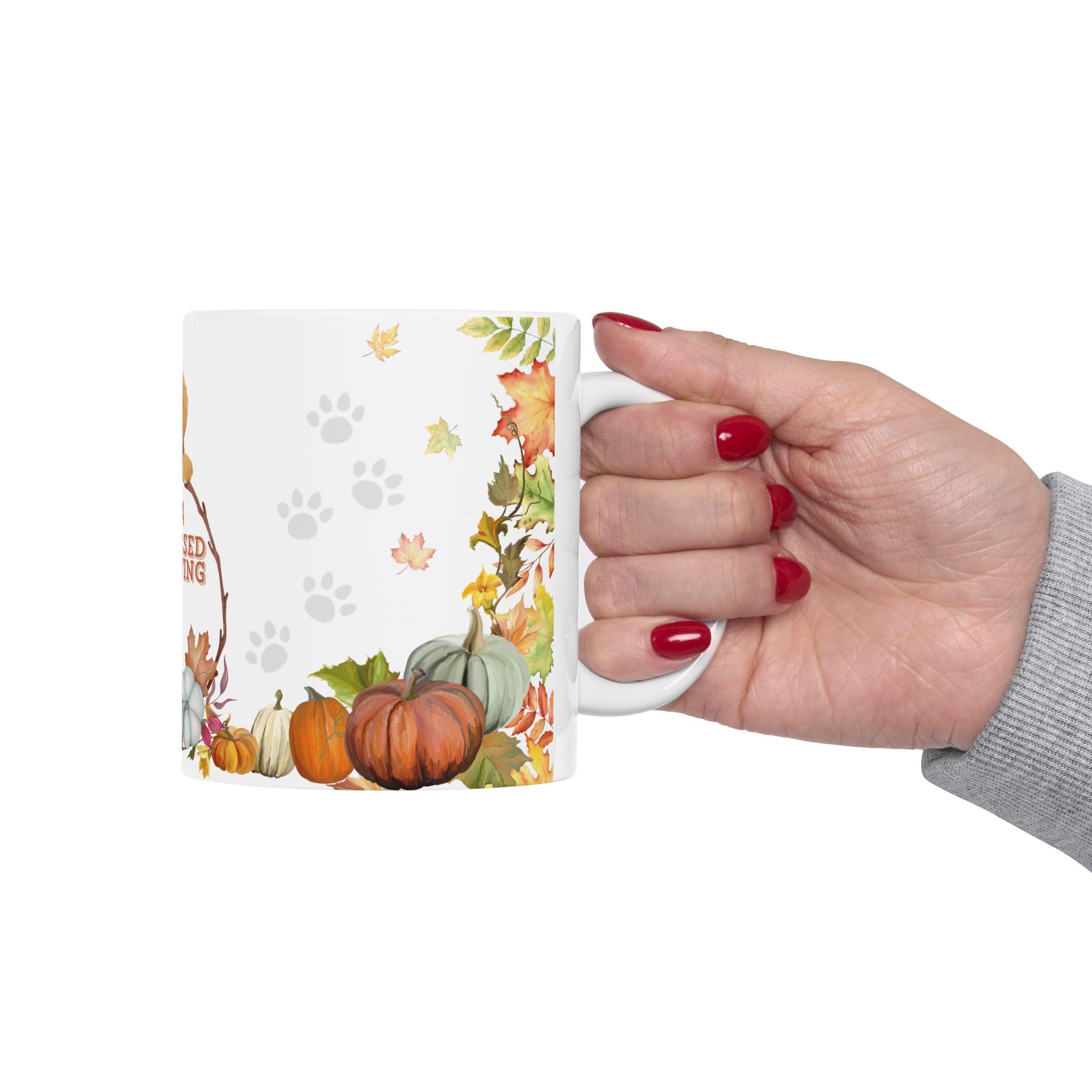 Thanksgiving Day Mug | Golden Retriever, Pumpkins, Fall Leaves. L