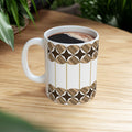 Geometric Gold Bronze Ceramic Mug | Modern Desk Decor, Coffee Cup (11oz/15oz)