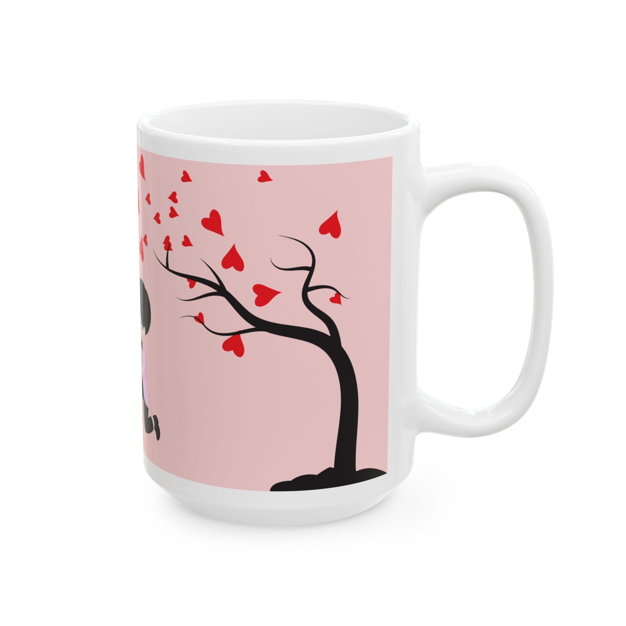 Romantic Proposal Scene Ceramic Mug | Valentine Hearts Coffee Cup