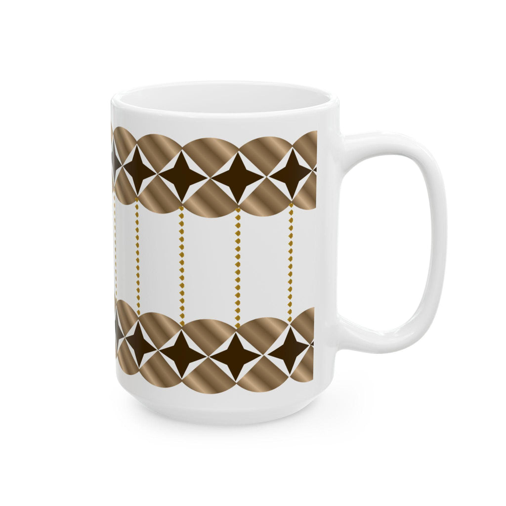 Geometric Gold Bronze Ceramic Mug | Modern Desk Decor, Coffee Cup (11oz/15oz)