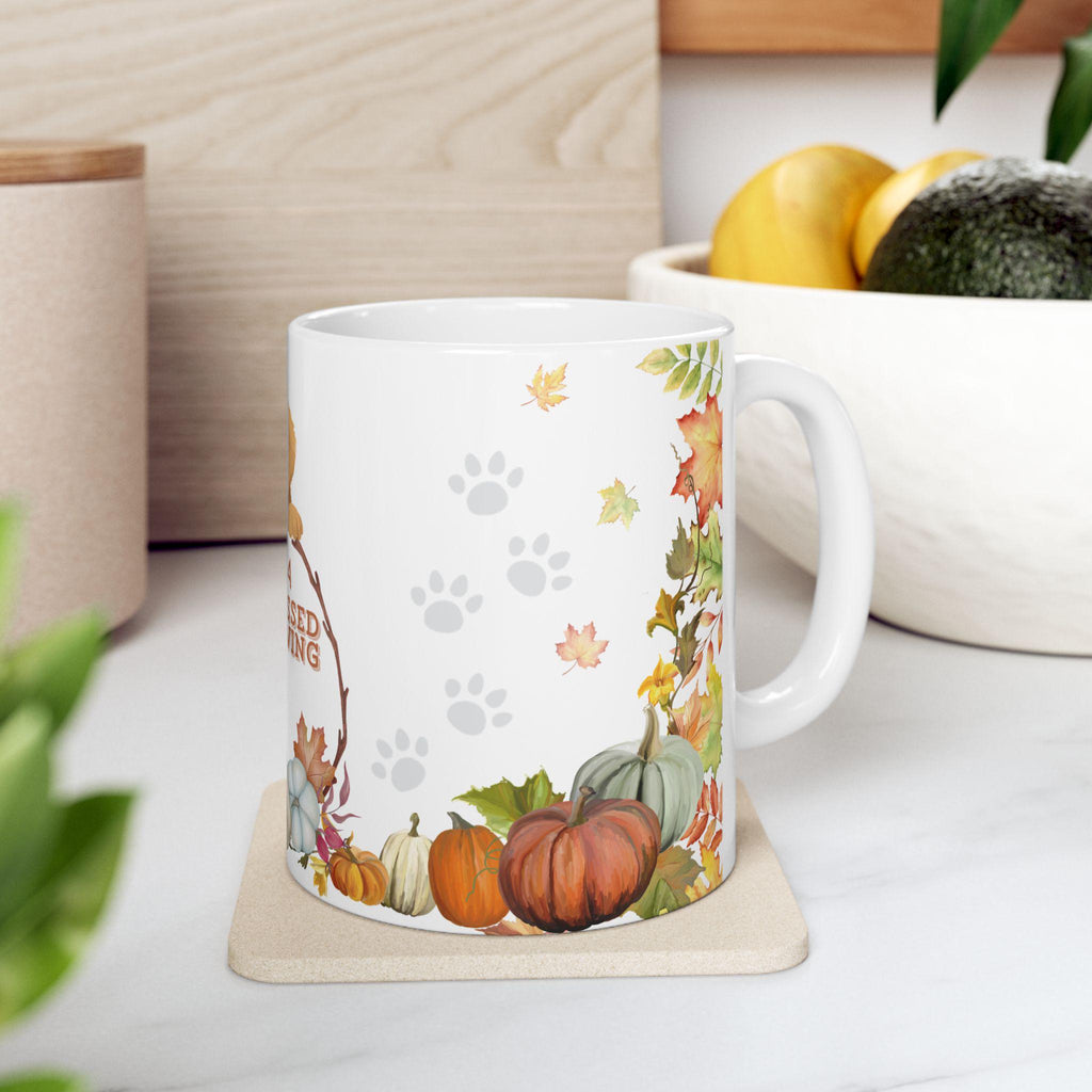 Thanksgiving Day Mug | Golden Retriever, Pumpkins, Fall Leaves. L