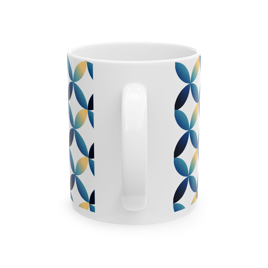 Blue Yellow Geometric Petal Mug | Modern Abstract Coffee Cup