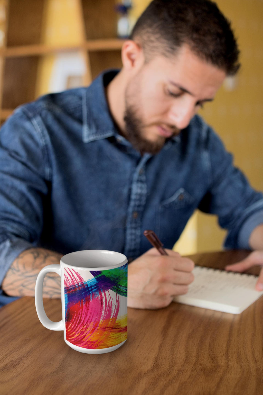 Colorful Brushstroke Abstract Mug | Rainbow Painted Ceramic