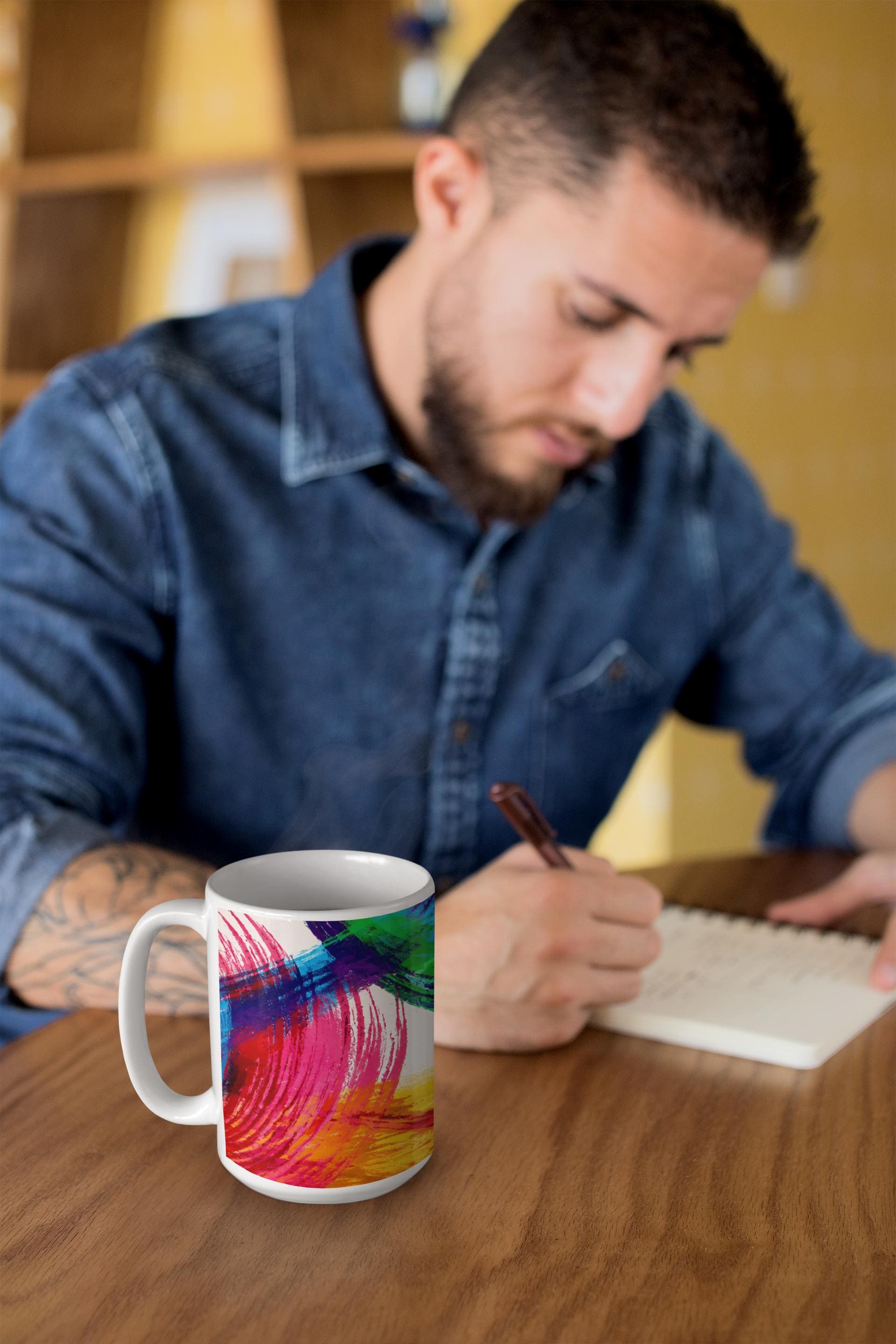Colorful Brushstroke Abstract Mug | Rainbow Painted Ceramic