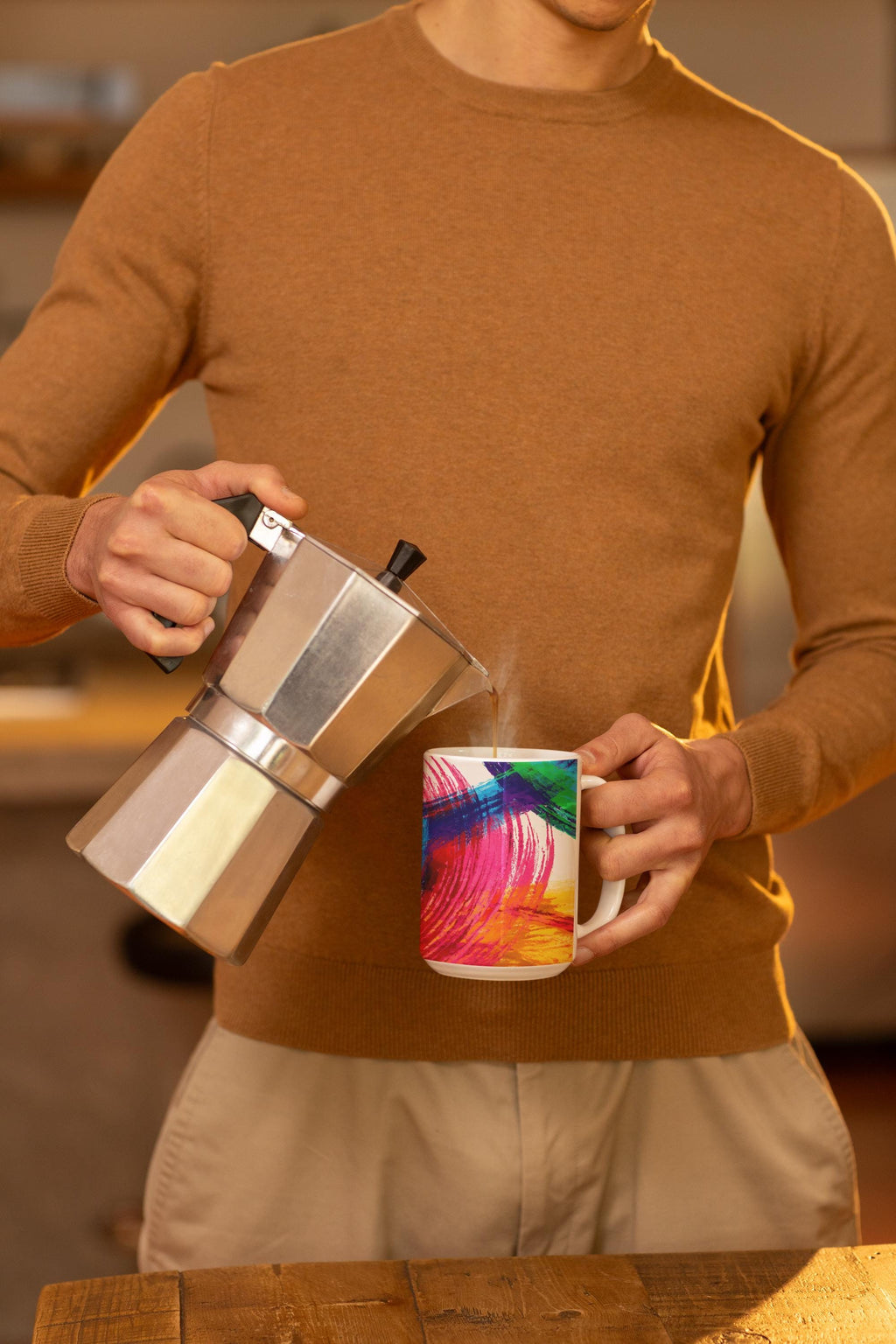 Colorful Brushstroke Abstract Mug | Rainbow Painted Ceramic