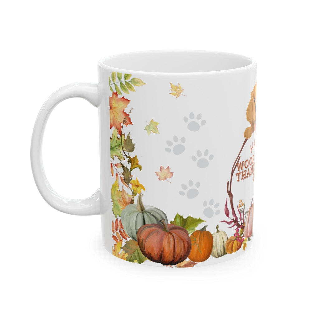 Thanksgiving Day Mug | Golden Retriever, Pumpkins, Fall Leaves. L