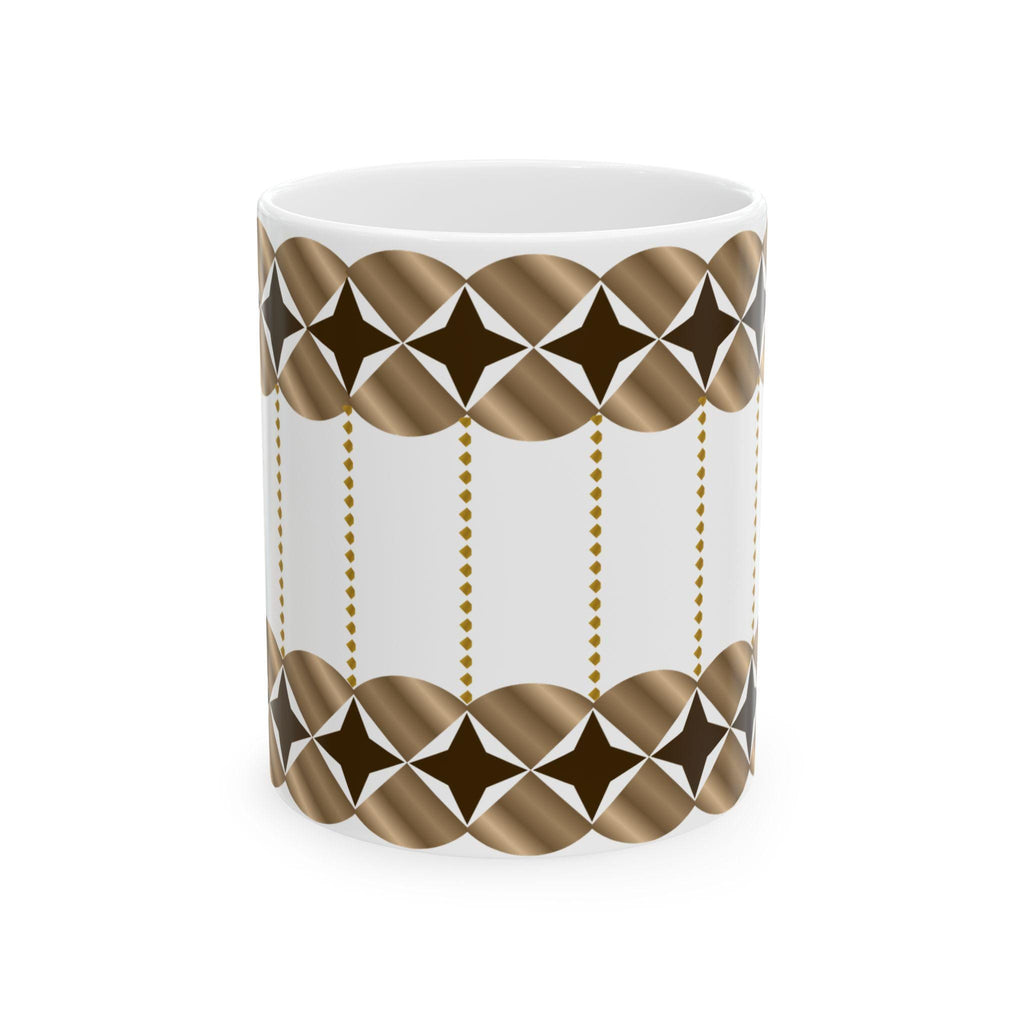 Geometric Gold Bronze Ceramic Mug | Modern Desk Decor, Coffee Cup (11oz/15oz)