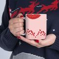 Lip Kiss Mug Romantic Pink Coffee Cup | Pink Valentine love pattern, 11oz or 15oz