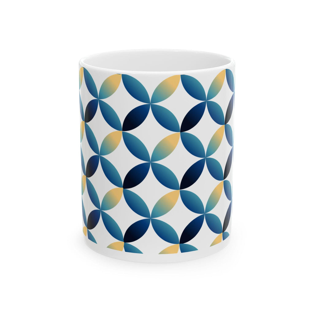 Blue Yellow Geometric Petal Mug | Modern Abstract Coffee Cup