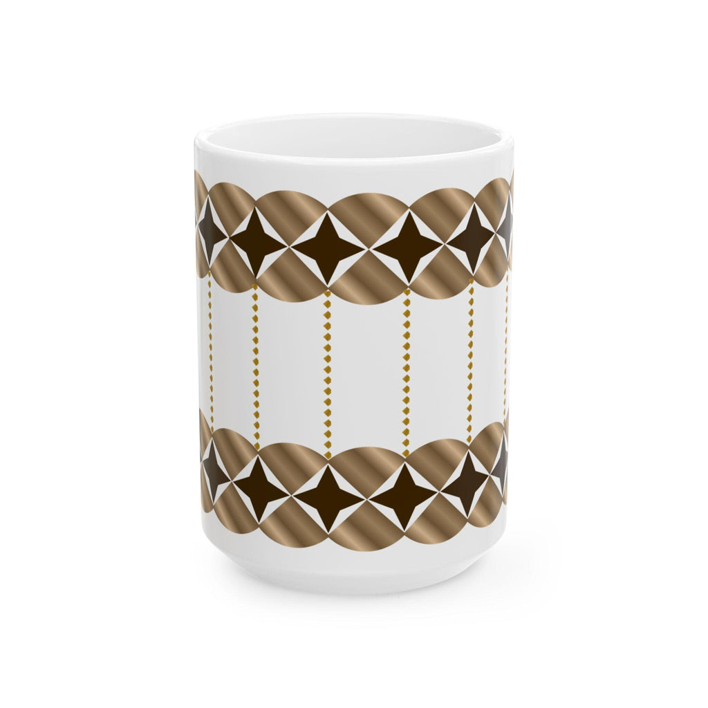 Geometric Gold Bronze Ceramic Mug | Modern Desk Decor, Coffee Cup (11oz/15oz)