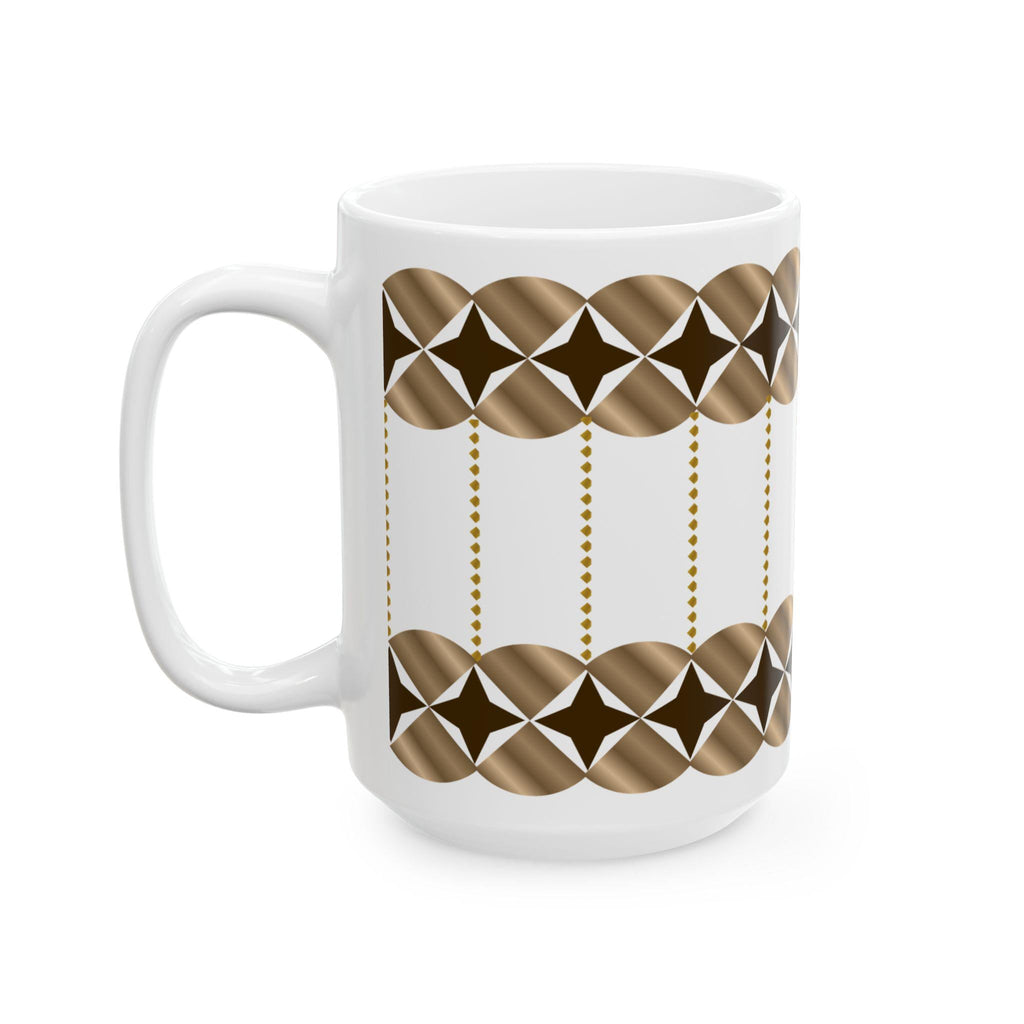 Geometric Gold Bronze Ceramic Mug | Modern Desk Decor, Coffee Cup (11oz/15oz)
