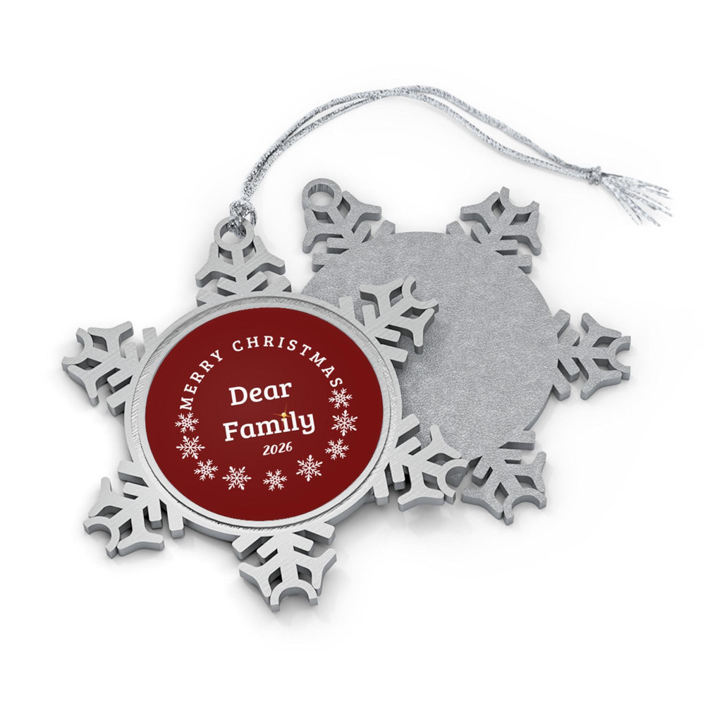 Personalized Merry Christmas Snowflake Ornament | Pewter Family Keepsake
