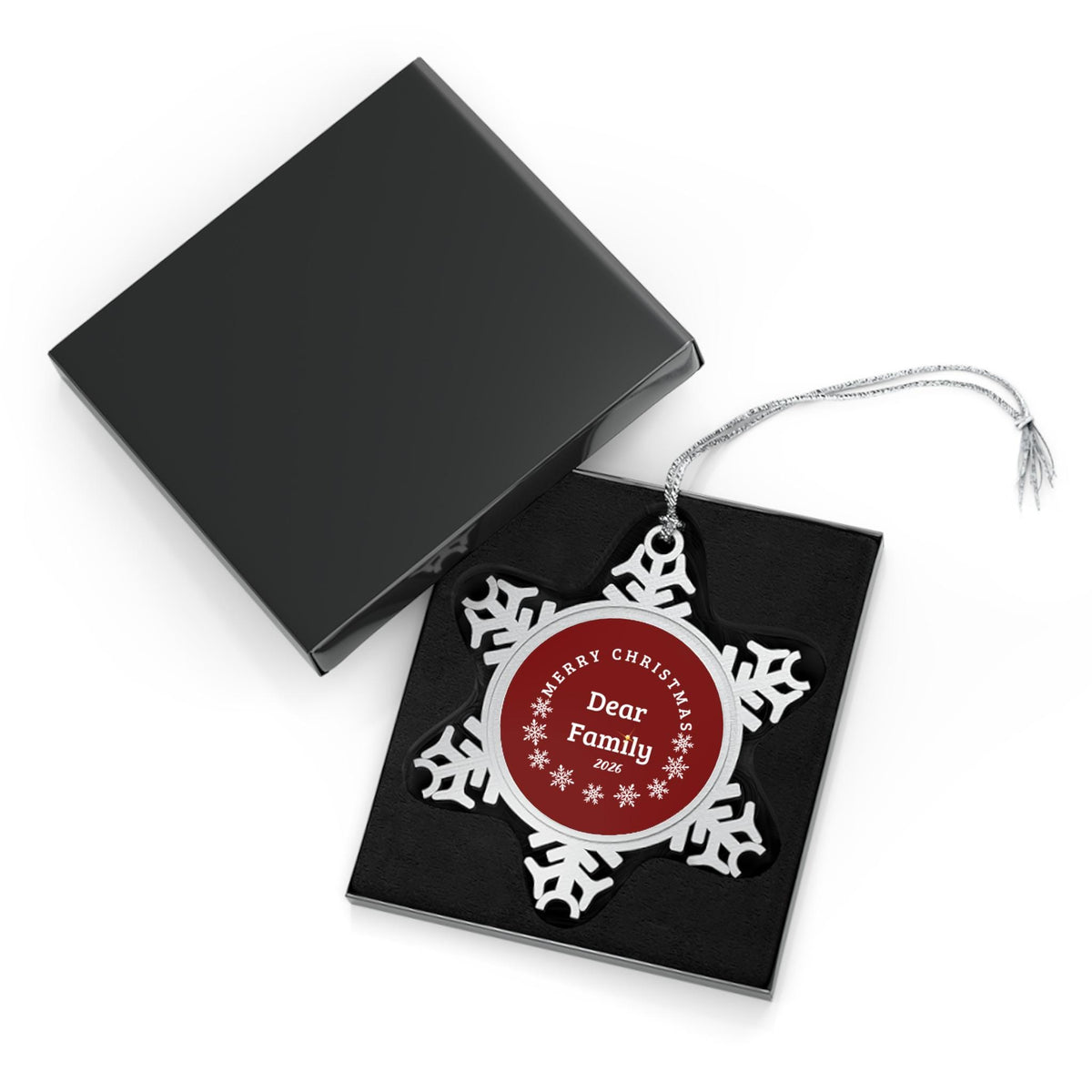 Personalized Merry Christmas Snowflake Ornament | Pewter Family Keepsake