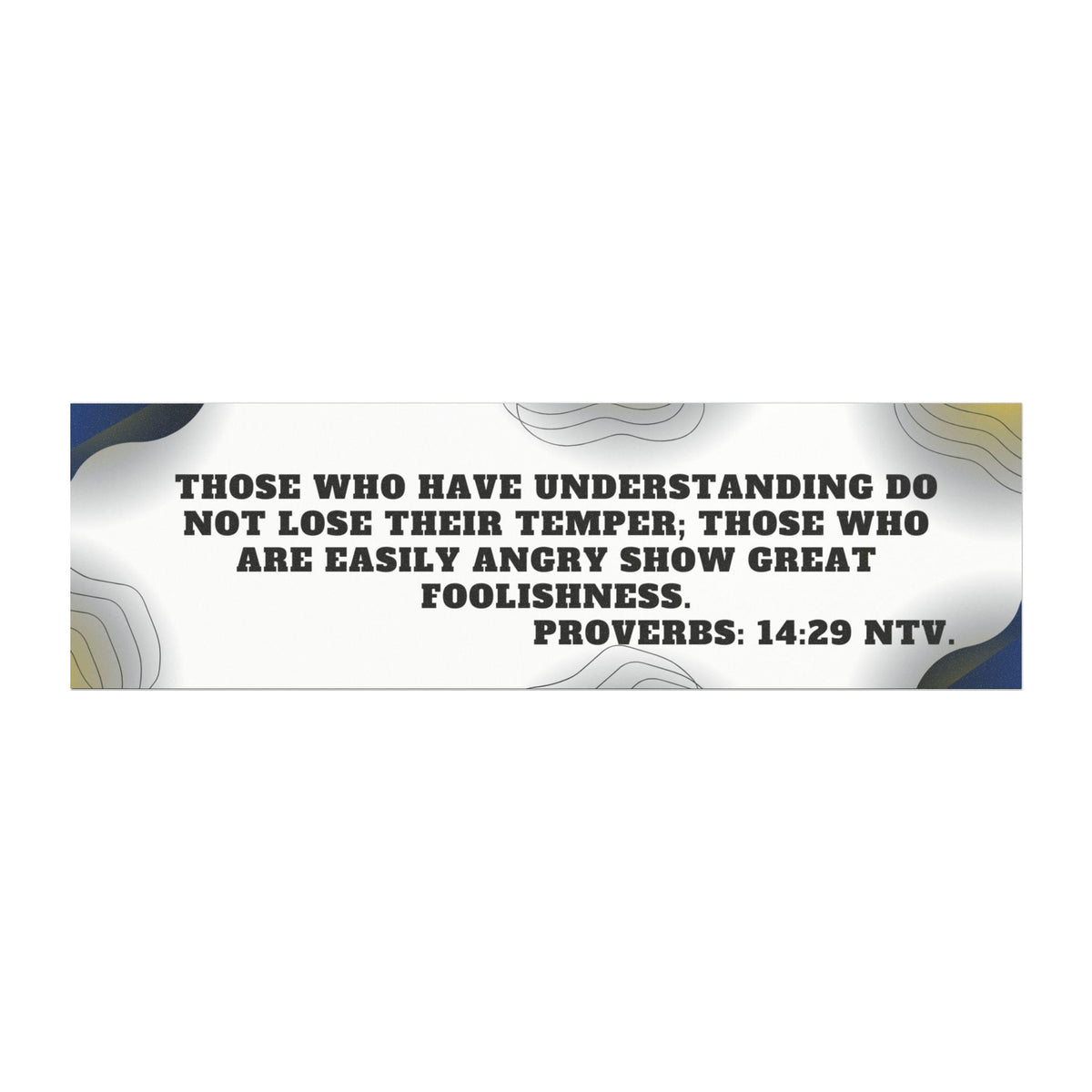 Proverbs 14:29 Scripture Car Magnet | Matte White Vinyl, Topographic Waves