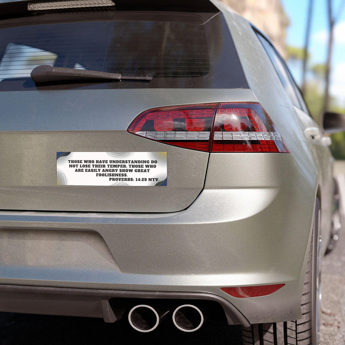 Proverbs 14:29 Scripture Car Magnet | Matte White Vinyl, Topographic Waves