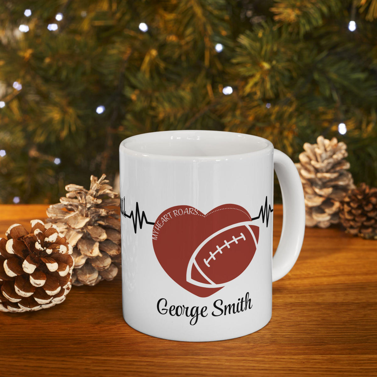 Football heartbeat design Mug | Ceramic coffee cup 11oz 15oz