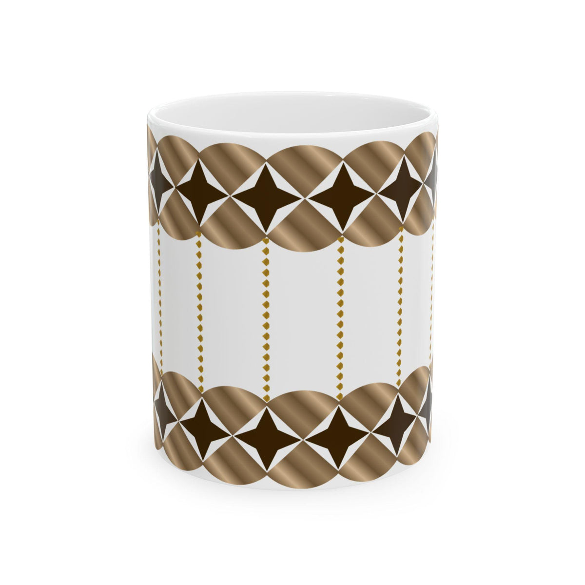 Geometric Gold Star Pattern Mug | Ceramic Coffee Cup