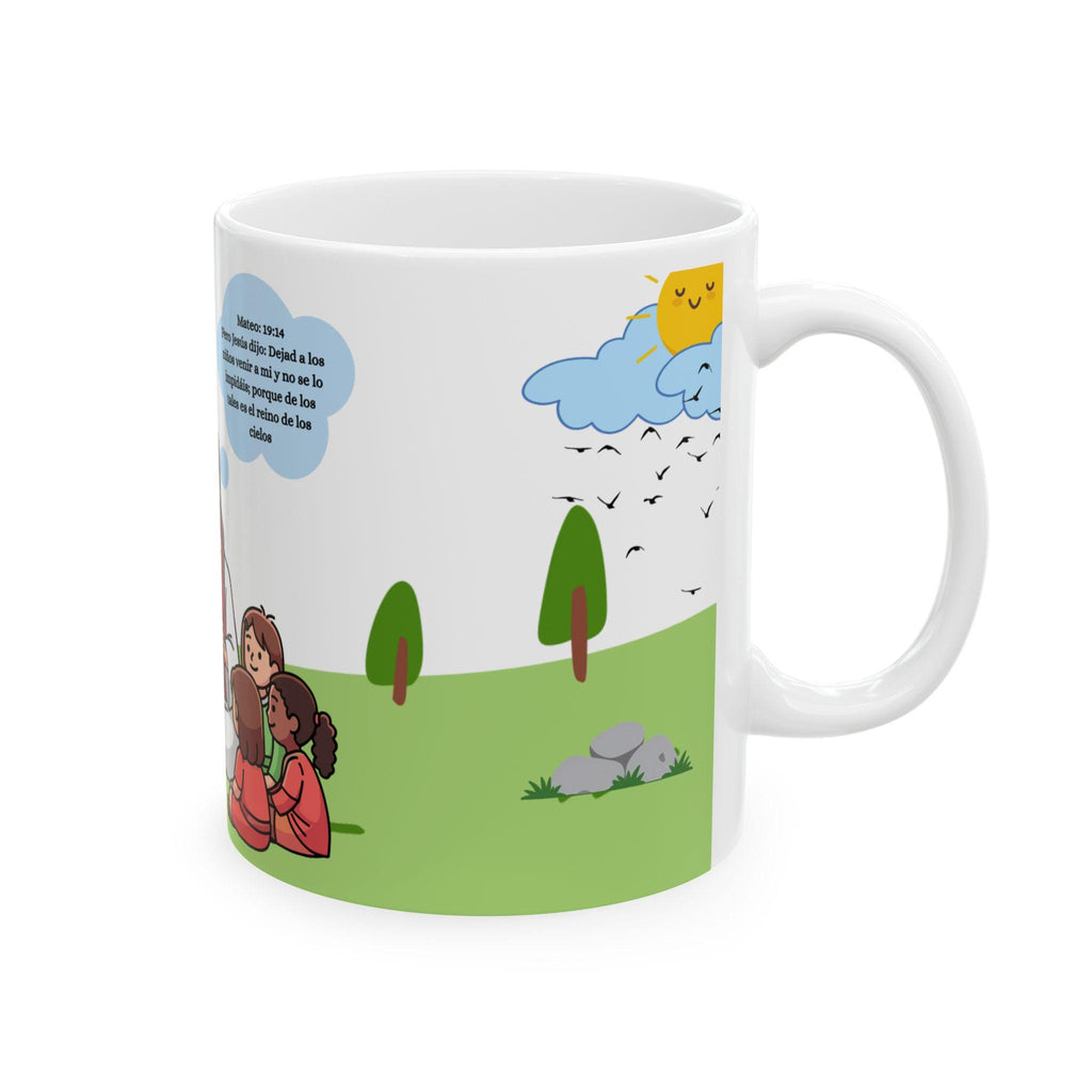 Jesus Teaching Children Illustration Mug | Christian Scripture Kids Scene Ceramic