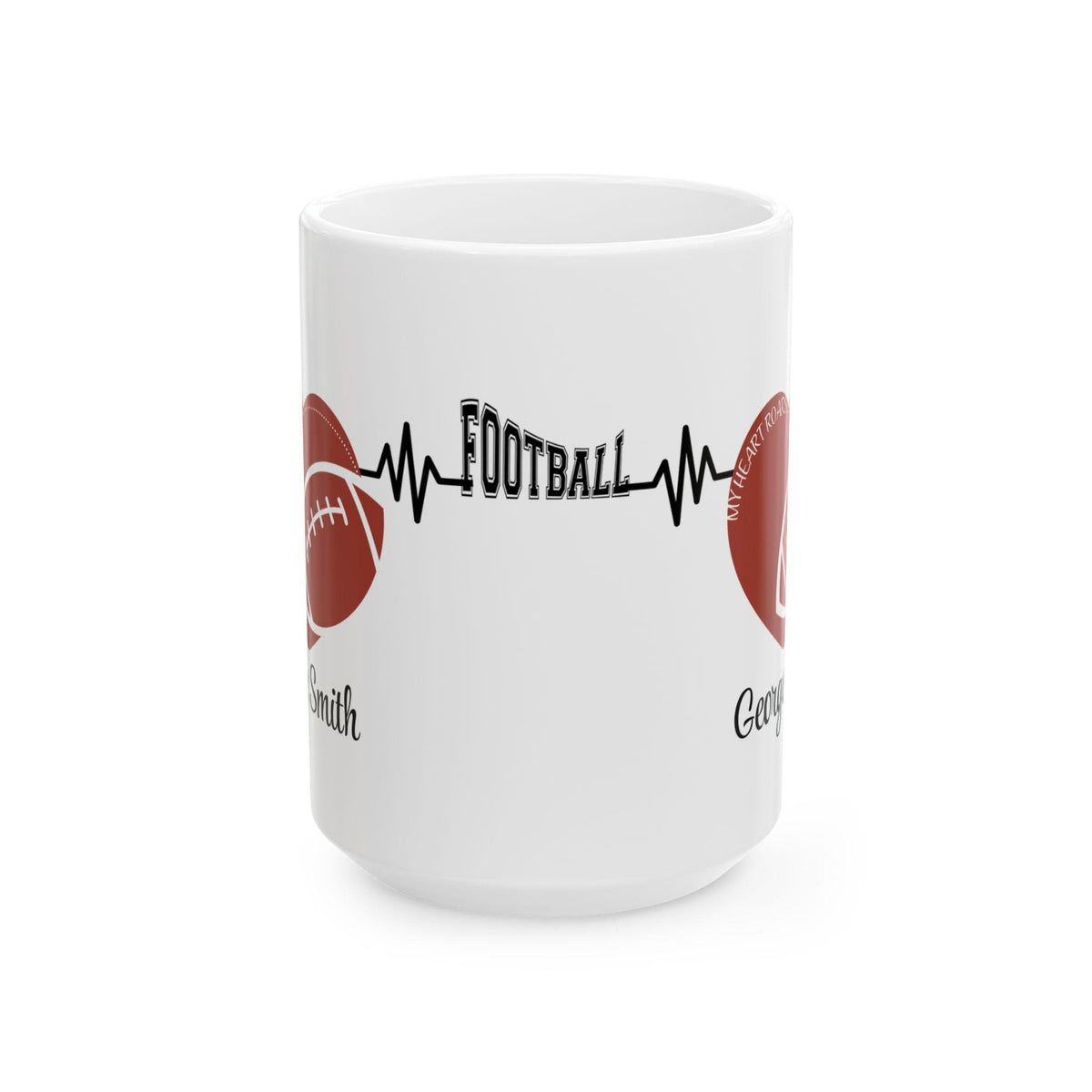 Football heartbeat design Mug | Ceramic coffee cup 11oz 15oz