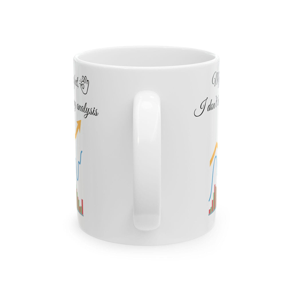 Humorous Coffee Analysis Mug | Ceramic Office Mug with Charts
