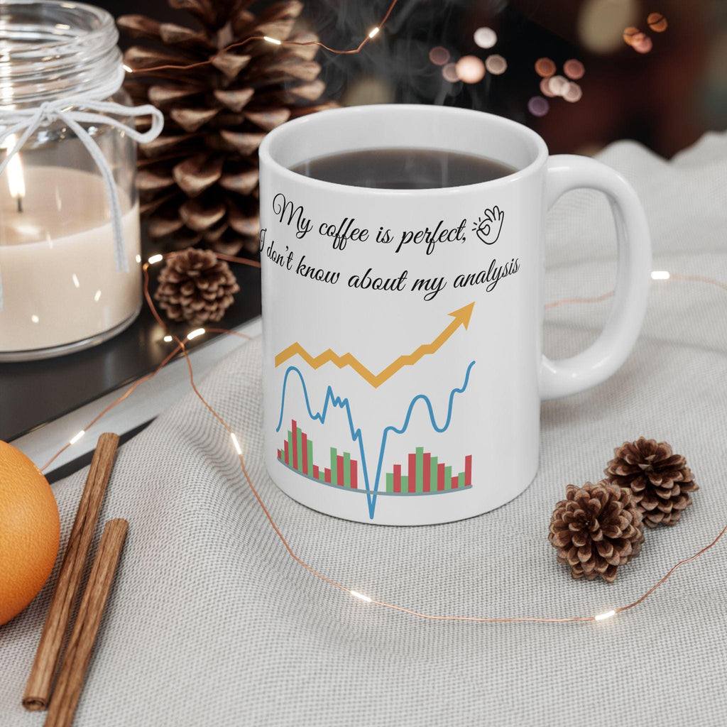 Humorous Coffee Analysis Mug | Ceramic Office Mug with Charts