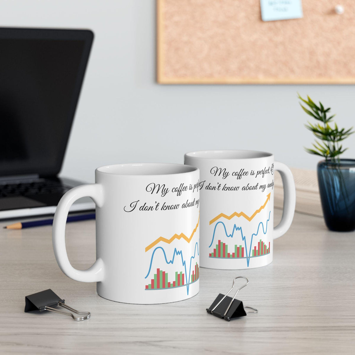 Humorous Coffee Analysis Mug | Ceramic Office Mug with Charts