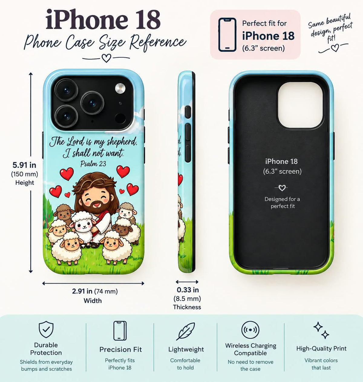 Christian Phone Case – Jesus Good Shepherd, Bible Verse (TPU/Polycarbonate)