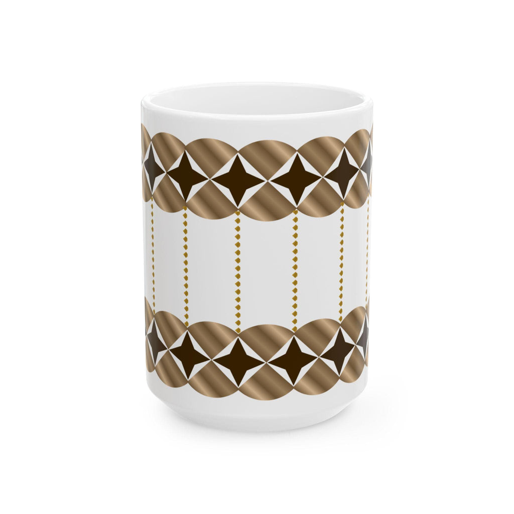 Geometric Gold Star Pattern Mug | Ceramic Coffee Cup