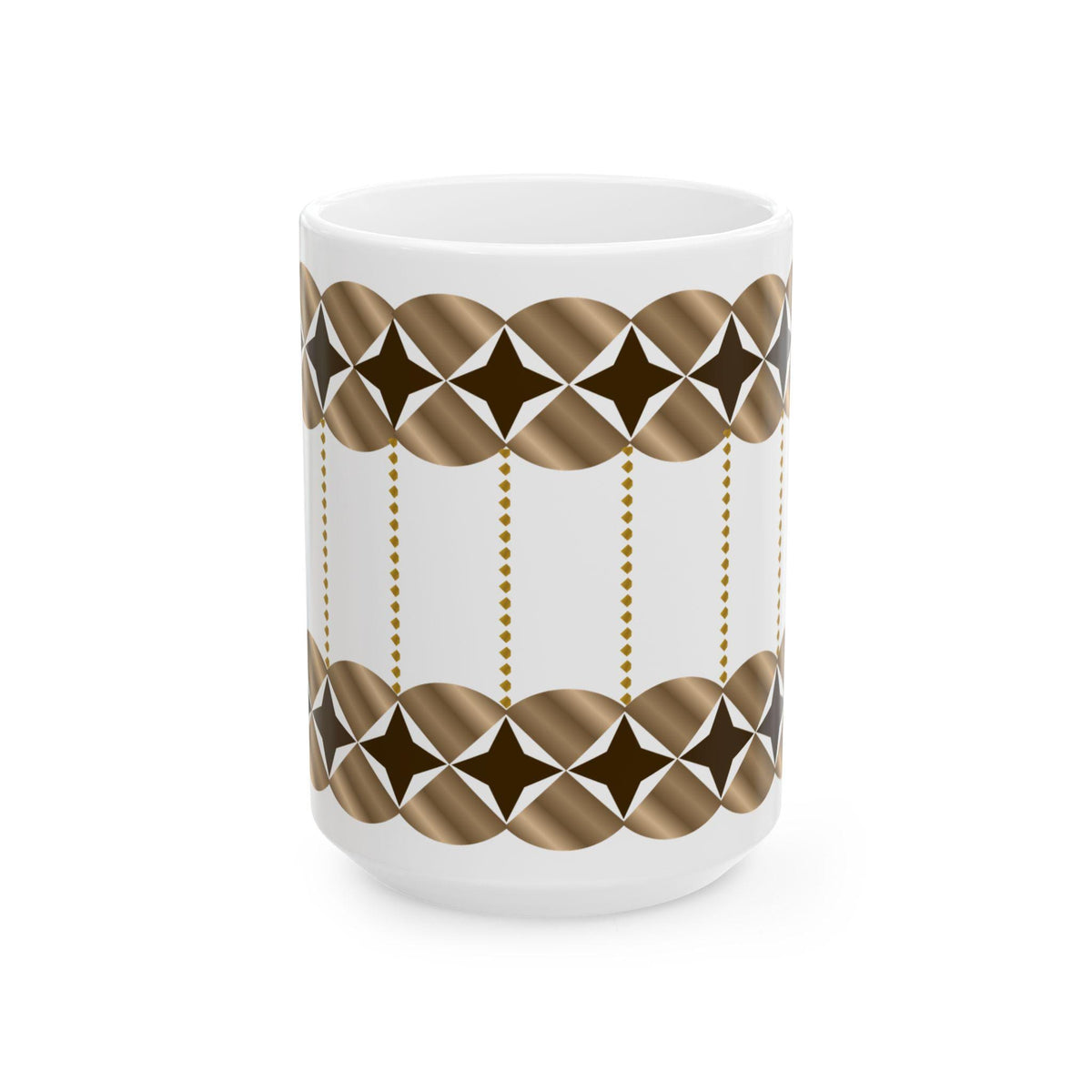 Geometric Gold Star Pattern Mug | Ceramic Coffee Cup