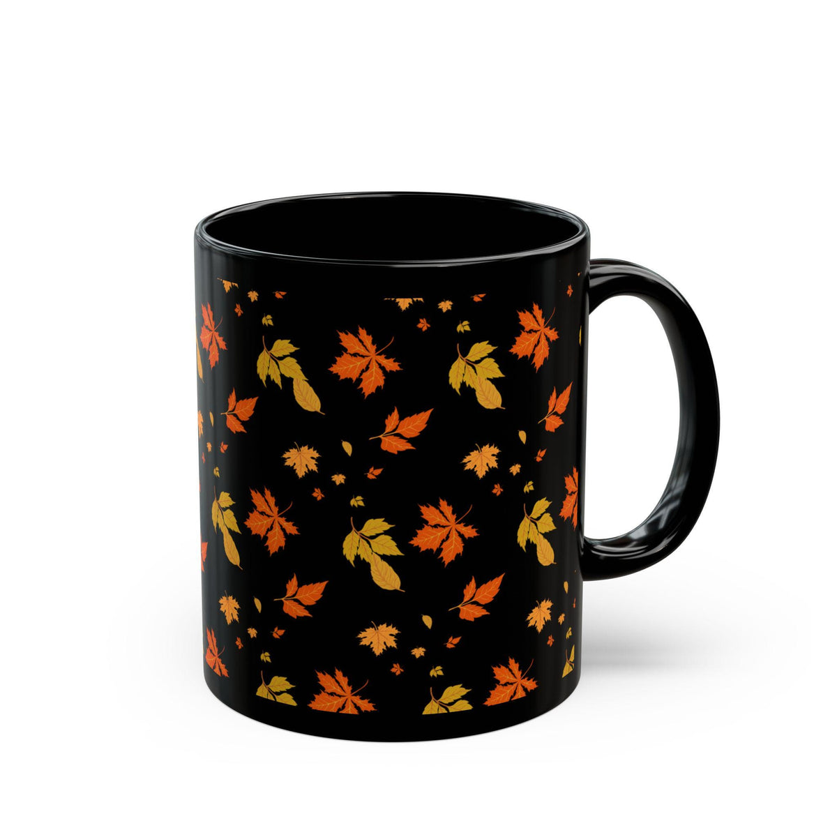 Autumn Leaf Black Ceramic Mug | Fall Coffee Lover Gift (11oz, 15oz)